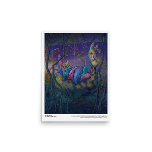 Taxi of the Wild: Jungle Caravan Llama – 12 x 16 Art Print Poster