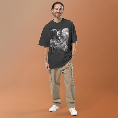 Llama Moon Pyramid Oversized Graphic Tee – Unisex Streetwear Shirt