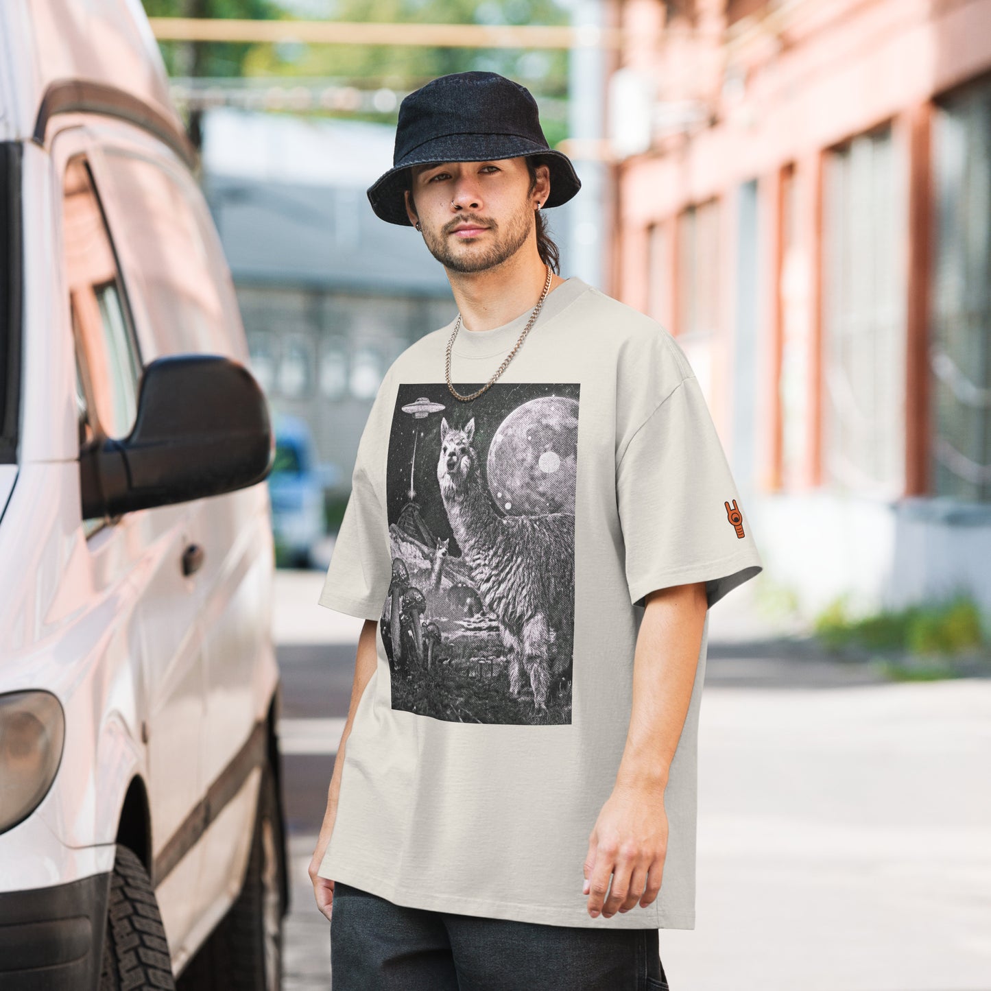 Llama Moon Pyramid Oversized Graphic Tee – Unisex Streetwear Shirt